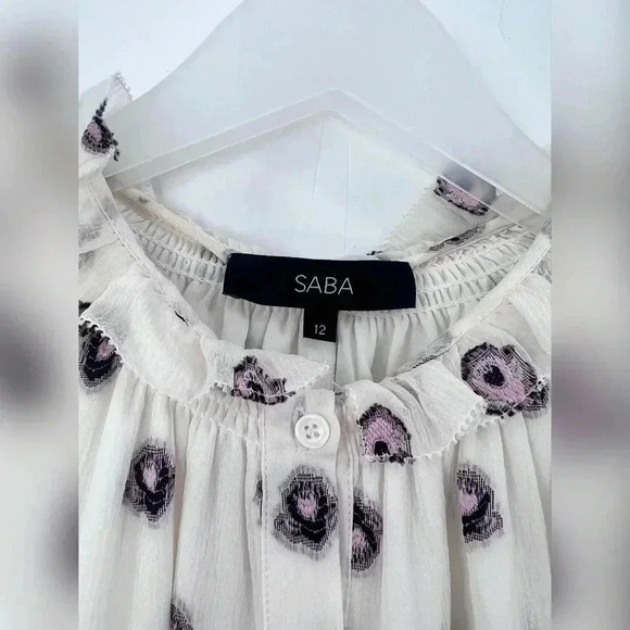 SABA Silk Floral Wedding Formal Event Dress Size 8 - Picture 2 of 4